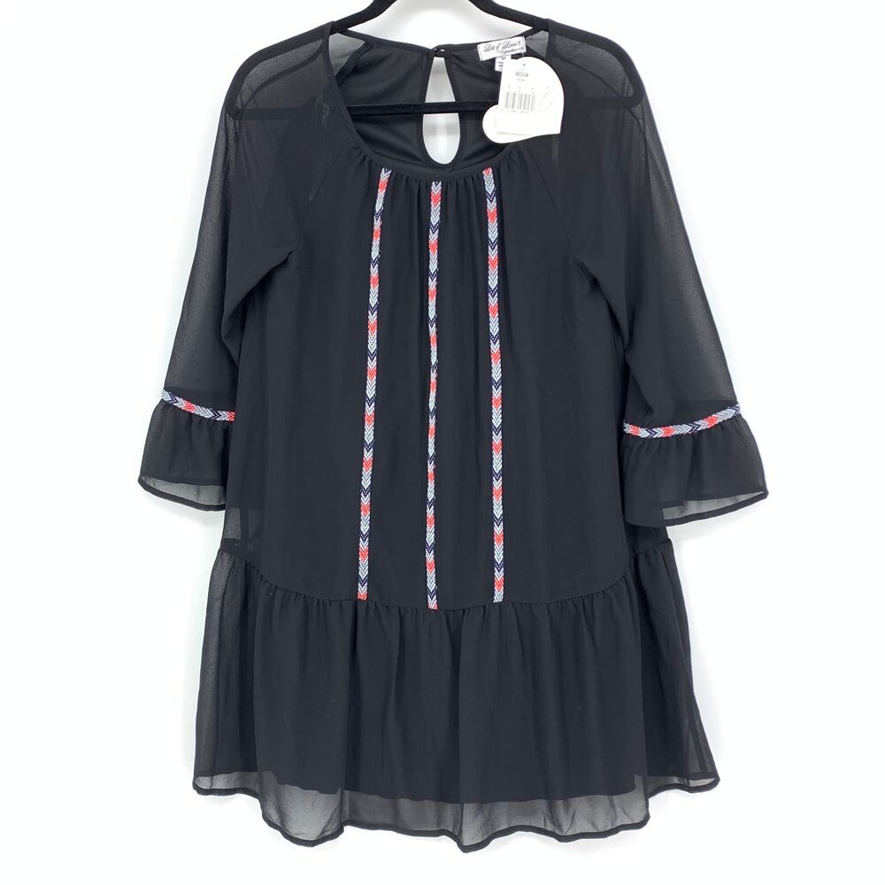 Speechless Dress Women's Size M Black 3/4 Sleeve A-Line Black Chevron Detail